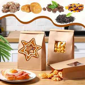 Bolsas de Papel Kraft Marrón Impresas Personalizadas con Ventana Transparente para Empacar Pan, Bolsas de Línea Polilínea con Cierre Reutilizable para Llevar Aperitivos - Product Image 2