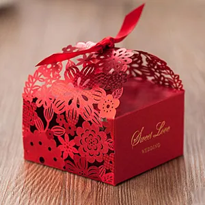 Pan Laser Cut Favor Box/bruiloft gebruik zoete dozen Wedstrijd uitnodigingskaart candy box/gift box
