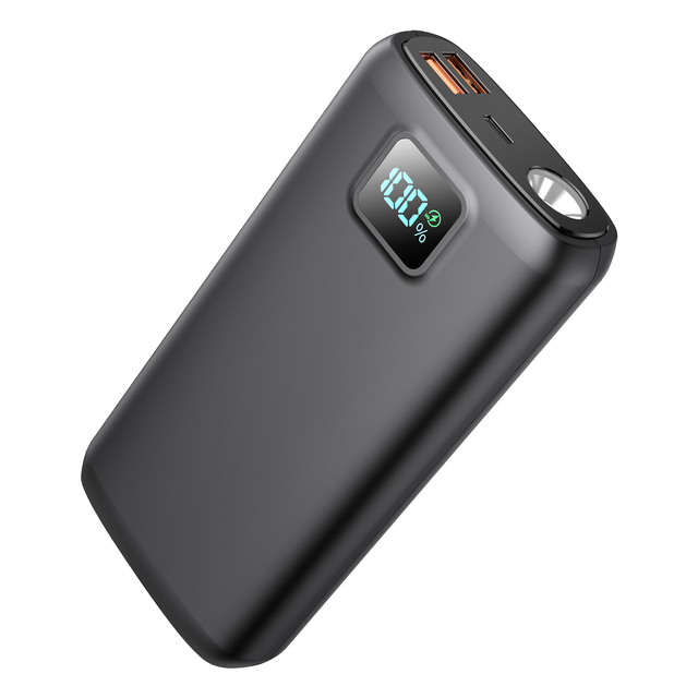 New Large Capacity 20000mAh Li-Polymer Battery Fast Charging Ultra Slim Portable Power Bank with LED Digital Display Night Light