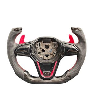 พวงมาลัยแอกครึ่งรอบคาร์บอนไฟเบอร์สำหรับ VW <span class=keywords><strong>Volkswagen</strong></span> Golf 8 R 5 6 7 MK8 MK6 MK7 7R 8R GTI POLO Passat B8 - Product Image 1