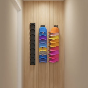 Soporte de exhibición para almacenamiento de sombreros de plástico montado en la pared, adhesivo fuerte multicapa para organizar gorras detrás de puertas en paredes - Product Image 2