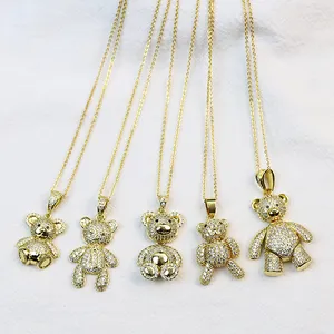 Роскошные ювелирные изделия Кулоны ожерелье прекрасный милый плюшевый женский ювелирный бижутерия животных медведь кулоны ожерелье