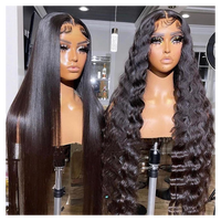 Perruque en cheveux humains vierges 100% naturels du Pérou, pas chère, avec dentelle HD, perruque frontale en dentelle transparente 360, pour femmes noires