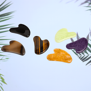 เครื่องนวดหน้ากัวซา 100% ทำจากหินออบซิเดียนสีดำธรรมชาติ รูปทรงหัวใจ หินสีชมพู คุณภาพสูง รับผลิตแบบ OEM ODM หินเนฟไรต์สีดำ กัวซา - Product Image 2