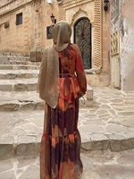 2025 Eid en mousseline de soie robe de soirée musulmane femmes Ramadan imprimé Abaya longue Boho Robe maroc Vestidos Largos dubaï Robe grande taille