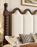 Neues Design Modernes Schwarzes Massivholz-Queen-Bett mit Multifunktions-Stauraum, Gebogener Gepolsterter Rückenlehne, Umweltfreundlich und Langlebig für Hotels