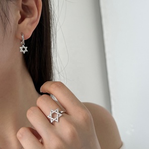 Bijoux fantaisie en argent Sterling 925 plaqué or zircon cubique hexagone étoile de David Design bagues pour femmes - Product Image 5
