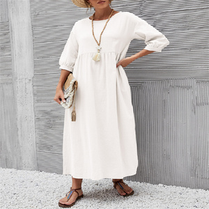 <span class=keywords><strong>Abito</strong></span> <span class=keywords><strong>Estivo</strong></span> Vintage Casual Oversize in Cotone e Lino, Mezza Manica, Vestibilità Ampia con Tasche, per Donna e <span class=keywords><strong>Taglie</strong></span> <span class=keywords><strong>Forti</strong></span> - Product Image 2