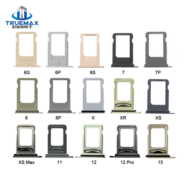 Mobile Phone Parts for iPhone 6 6S Plus 7 8 X XR XS 11 12 Mini 13 Pro Max Dual Sim Card Reader Connector Flex Cable Card Tray