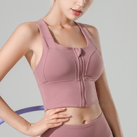 Pakaian Dalam Olahraga Wanita Model Wide Hem Musim Panas, Vest Yoga Elastis Modis dengan Ritsleting, Pakaian untuk Senam dan Fitness