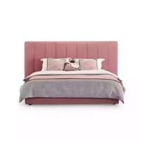 Cadre de lit en bois moderne de luxe en velours avec tissu king size tête de lit rose princesse fille lit double rembourré ensemble de chambre à coucher meubles
