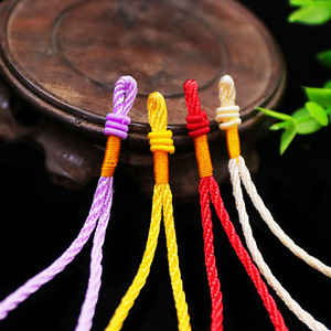 Cordon en nylon à trois boucles pour porte-clés, accessoires de bijoux, petit cordon suspendu multicolore tricoté à la main - Product Image 2
