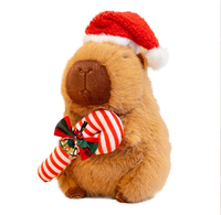 Nouvelle Peluche Capybara en Fourrure de Rat d'Eau pour Noël - Décoration de Noël, Cadeau Festif, Poupée Transfrontalière