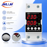 Protector de sobretensión y subtensión ajustable JIUJI JJVPD1-40 para riel DIN, fácil instalación, pantalla LED dual VA, 40A 63A 80A 100A, certificado CE