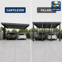Abri solaire H2 en aluminium à cantilever latéral sans piliers centraux pour place de stationnement ouverte