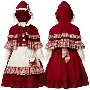 Costume de petite fille au style Lolita pour <span class=keywords><strong>spectacle</strong></span> de scène pour enfants, robe en dentelle avec cape, costume de <span class=keywords><strong>Petit</strong></span> <span class=keywords><strong>Chaperon</strong></span> <span class=keywords><strong>rouge</strong></span> - Product Image 6