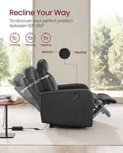 VASAGLE Adjustable Footrest Relaxing Modern PU <strong>Leather</strong> Electric <strong>Recliner</strong> Sofa Black 180 Degree Reclining <strong>Chair</strong> Power <strong>Recliner</strong> - Product Image 3