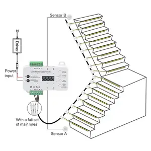 STEP-10 Contrôleur d'éclairage d'escalier LED blanc réglable DC12V DC24V CCT Contrôleur de lumière d'étape de température de couleur réglable