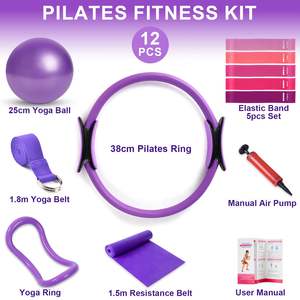 Ensemble d'équipements de Pilates portable pour femmes, anneau magique, ballon de yoga, bandes de résistance, kit de fitness EVA, sac, équipement de yoga à domicile - Product Image 2