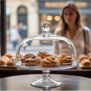 Verre clair Cloche gâteau <span class=keywords><strong>d</strong></span>ôme couverture Dessert présentoir à la main cristal nourriture couverture verrerie pour la maison mariage Café - Product Image 4