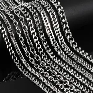 50Meter 100Meter Stainless Steel Featured Accessories Titanium Chain Vegetarian Handmade DIY Necklace Bracelet Cuban Matching
