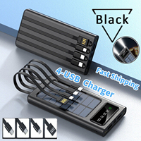 Cargador de Banco de energía solar de 20000mAh Cable impermeable incorporado Cargador móvil de luz LED con potencia de salida de 10W