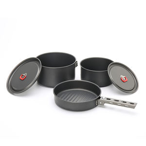 Batterie de cuisine pliable en aluminium OEM <span class=keywords><strong>avec</strong></span> <span class=keywords><strong>poignée</strong></span> <span class=keywords><strong>amovible</strong></span> pour les réchauds à induction pour les voyages et le camping en plein air - Product Image 1