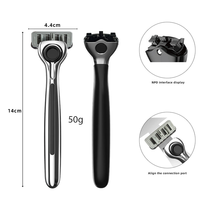 Kit de rasoir à 6 lames remplaçables pour homme, directement de l'usine, avec support, rasoir en acier inoxydable pour le rasage quotidien et l'entretien corporel