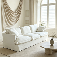 ATUNUS Baumwoll-Leinen-Mischgewebe Modulares Ecksofa Daunengefülltes Wolkensofa Bequemes Tiefsitz-Sofa für Wohnzimmermöbel