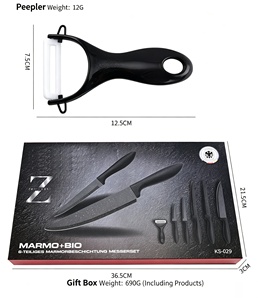 6PCS Kitchen <b>Knife</b> <b>Set</b> with Peeler Non‑Stick Marble Coated <b>Sharp</b> Stainless Steel <b>Knives</b> for Home Cooking Gift Box Included - Product Image 5