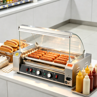 Grille à hot-dogs électrique de table, machine à faire des hot-dogs, grille à saucisses avec contrôle de température double et indépendant