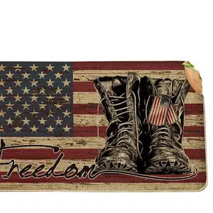 鞋子和美国国旗门垫爱国美国门垫室内室外门7月4日装饰独立日垫