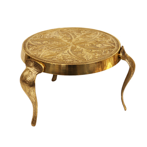 Tabouret de prière indien traditionnel Mukali en laiton massif, fait main, grand format, durable et décoratif, pour temple et décoration intérieure - Product Image 1