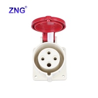 Prise industrielle droite ZNG-324 à montage sur panneau, 32A, 4 broches, 3 phases 3P+PE, pour générateur