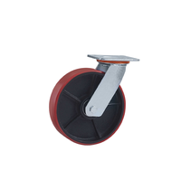 4 5 6 8 pouces Roulette de chariot à noyau en fonte Pu rouge 230mm Roues industrielles à usage intensif Roulette à capacité de charge élevée