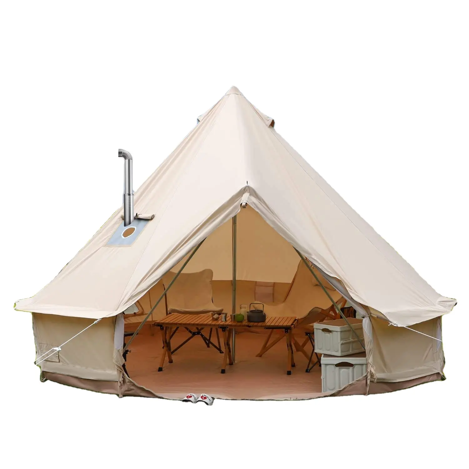Özel Sailcloth glaglabeyaz yuvarlak su geçirmez lüks tuval duvar kamp çadırı