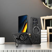 Pour Xiaomi Poco X6 Pro, coque de téléphone 2 en 1 en PC et TPU robuste avec anneau rotatif à 360 degrés, support magnétique en métal, compatible avec Redmi 13, 13C, 14, 14C