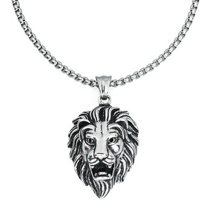 Precio DE FÁBRICA DE China, compra a granel, collar de cadena personalizado de acero inoxidable a la moda, colgante de León, collares clásicos de Hip Hop para hombres - Product Image 1