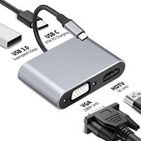 Convertidor USB-C a /VGA 4K de Aleación de Aluminio, Expansión de Datos Multipuerto Portátil para Laptop, en Stock