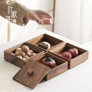 Caja de Almacenamiento Multicapa de Madera de Nogal con Tapa, Rectangular, para Refrigerios, Postres, Dulces, Alimentos, Caja Decorativa para Sala de Estar - Product Image 2