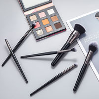 GR139 Ensemble de 15 pinceaux de maquillage pour le visage avec manche en bois argenté pour fond de teint et anticernes