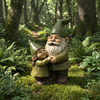 Vollständig Anpassbare Märchenhafte Gartenzwerg-Paar-Statue aus Kunstharz, Handbemalte Outdoor-Rasendekoration, Fantasievolle Zwergenfiguren-Sets