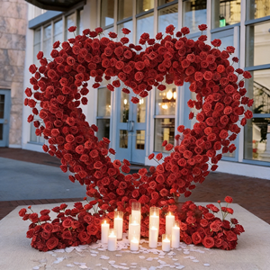 Decorazione a Cuore Tutto in Uno in Seta Ecologica per San Valentino e Matrimoni con Sfondo, Rose Secche, Bomboniere e Accessori per Feste - Product Image 4