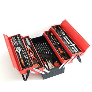 Conjunto de Ferramentas Portátil Dobrável com 85 Peças para Reparo Automotivo e Doméstico, Caixa de Metal Multicamadas Multifuncional com Chave Inglesa e Catraca - Product Image 1