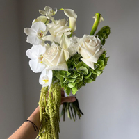 Hochzeitsblumenstrauß Brautstrauß Realistische Blumen für die Braut Weiß und Grün Hochzeitssträuße Künstliche Blumen Brautjungfernstrauß