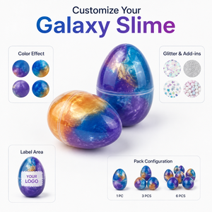 Venta al por Mayor de Slime Fluffy Galaxy, Huevo de Pascua Colorido, Juguete Sensorial Antiestrés, Set Personalizado OEM ODM, Directo de Fábrica, para Niños - Product Image 4