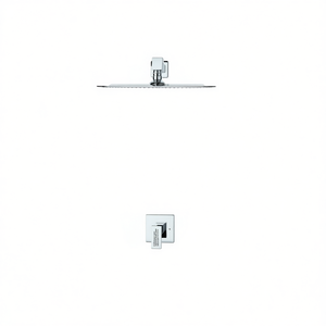 Grifo de Ducha Montado en la Pared, Cromado, con Rociador de Lluvia, 1 Manija, Termostático, Diseño Moderno - Product Image 1