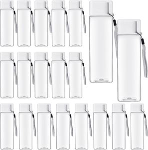 Custom Logo 480ml PET Plastic Reusable Direct Drinking Sports <b>Bottle</b> Screw-On Lid Transparent Square Design for Hiking Travel - Product Image 1