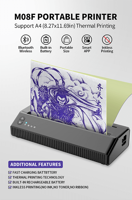 MHT-P8008 Bluetooth Thermal Tattoo Stencil Printer - A4 Size