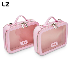 LZ <span class=keywords><strong>professionale</strong></span> <span class=keywords><strong>Trousse</strong></span> De Maquillage astuccio trucco doppio strato in pelle borsa cosmetica Organizer portatile trasparente borsa da trucco - Product Image 4